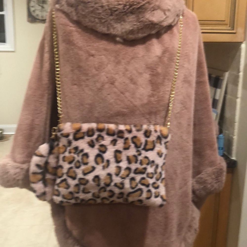 Faux fur bag with wristlet